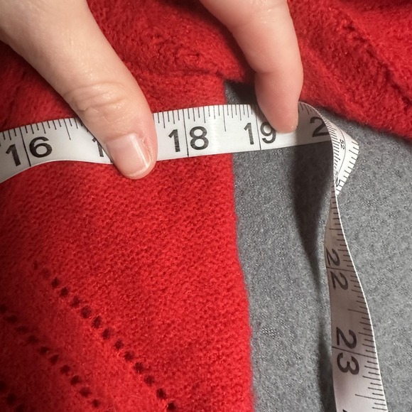 Talbots Sweater Womens Medium Red Diamond Knit Tunic Long Sleeve Crewneck Top - Picture 9 of 11